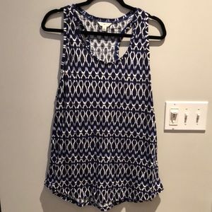 Lucky Lotus sleeveless cotton blend top! Beautiful blue color pattern! Size XL